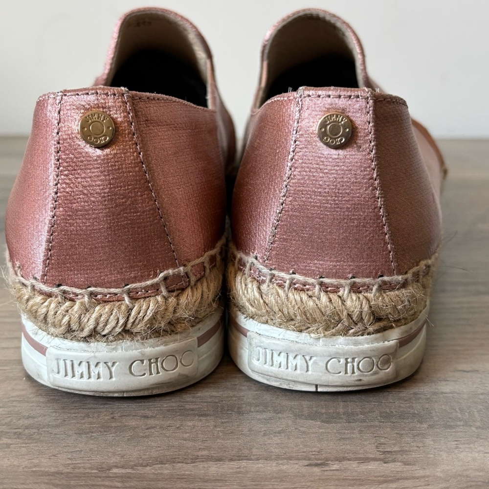 Jimmy Choo Women Espadrille 10 Copper Shoes‎  Metallic Jute Trim Size 40 Slip On - Picture 5 of 11